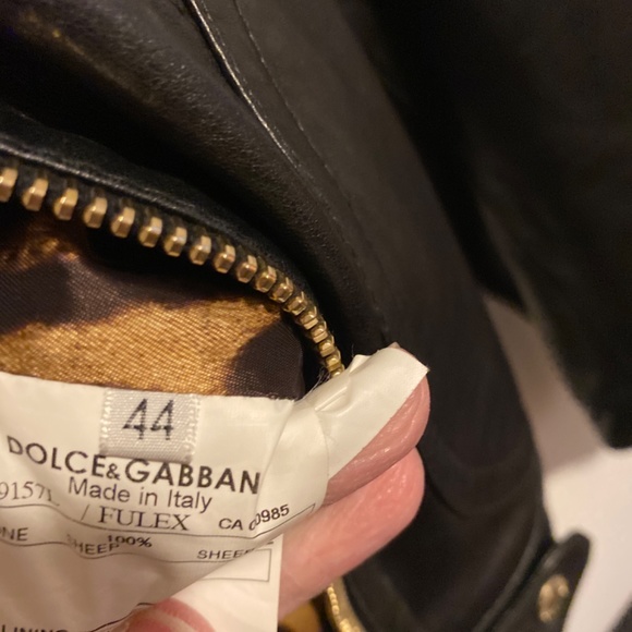 NWOT Authentic Dolce and Gabbana leather biker jacket with leopard lining - Picture 7 of 7